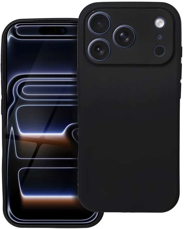 OEM dėklas, skirtas iPhone 17 Pro / 18 Pro (žemas kameros kraštas), minkštas, juodas