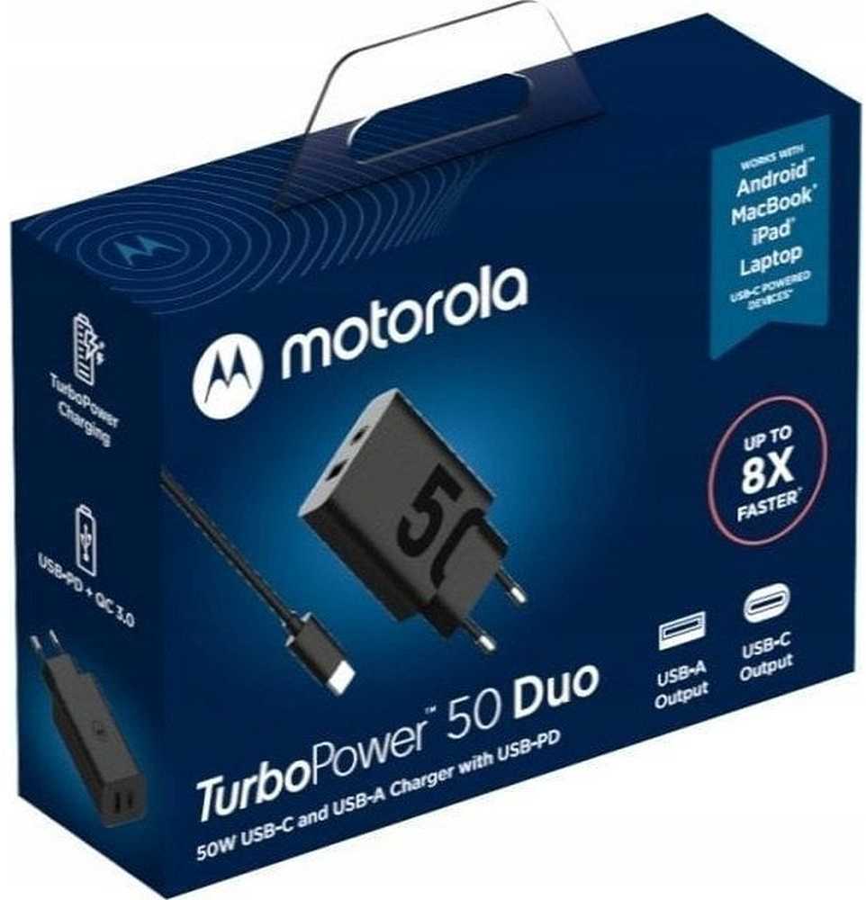 MOTOROLA originalus įkroviklis Type C + USB A 50W MC502/509 juodas