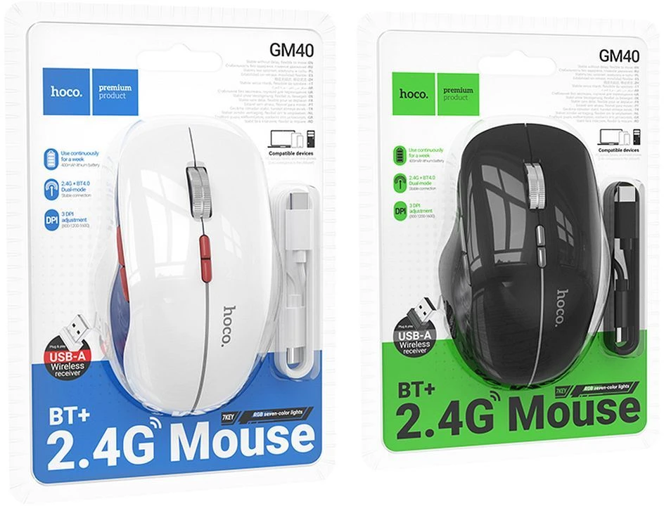 Belaidė pelė Hoco GM40 RGB juoda