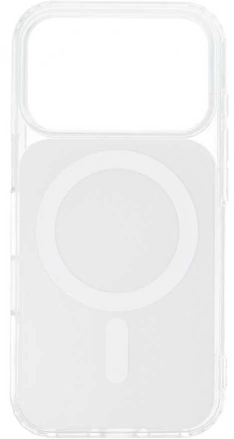 Oem Originalus „iPhone 16e“ (SE4 2025) / 17e dėklas, skaidrus „Fusion Mag Cover“, suderinamas su „MagSafe“ baltais ausinėmis.