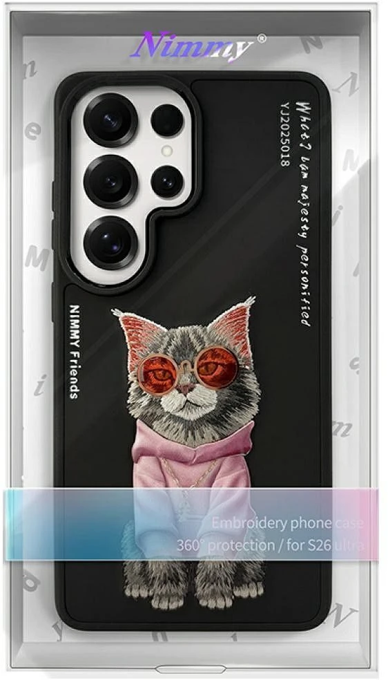 Nimmy F5ca5 Šaunus katės dėklas, skirtas „Samsung Galaxy S26 Ultra“, juodas