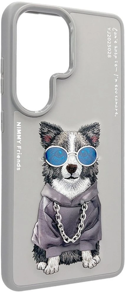 Dėklas Nimmy Glasses Cool Dog for Samsung Galaxy S26 Ultra pilkas