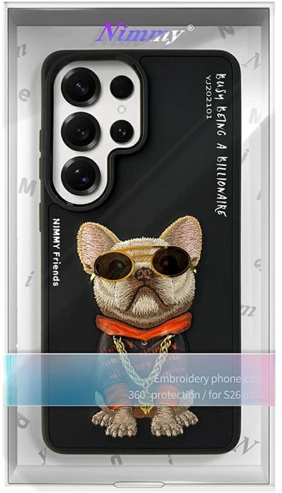 Dėklas Nimmy Glasses Cool Dog for Samsung Galaxy S26 Ultra juodas