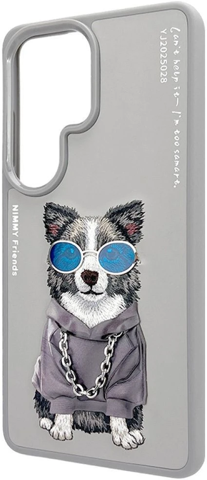 Dėklas Nimmy Glasses Cool Dog for Samsung Galaxy S26 Ultra pilkas