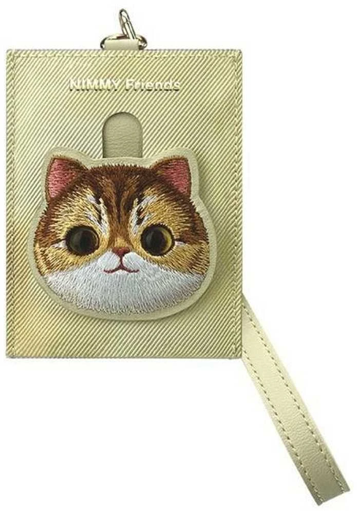 Nimmy portfel na karty dėklas telefonui haki spalvos Big Eyed Pet 2.0 Cat