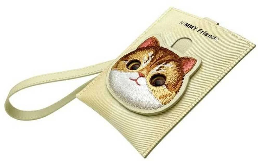 Nimmy portfel na karty dėklas telefonui haki spalvos Big Eyed Pet 2.0 Cat