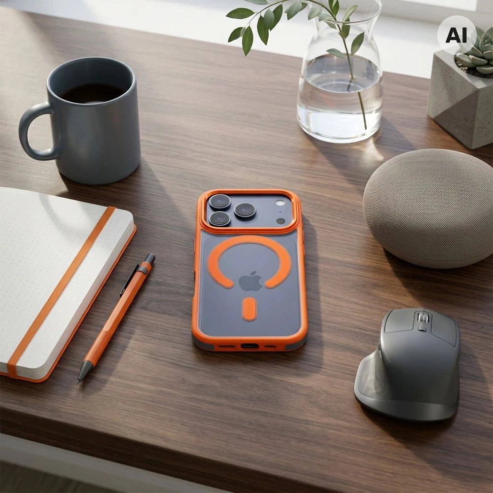 Oem dėklas, skirtas iPhone 18 Pro / 17 Pro, Color Edge Mag, suderinamas su MagSafe, oranžinis