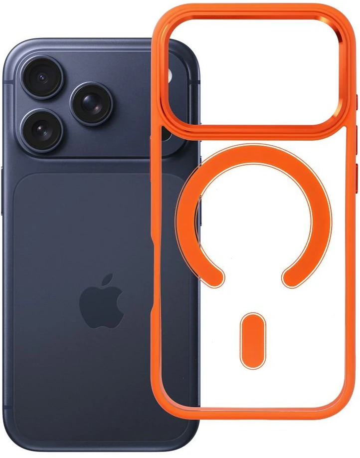 Oem dėklas, skirtas iPhone 18 Pro / 17 Pro, Color Edge Mag, suderinamas su MagSafe, oranžinis