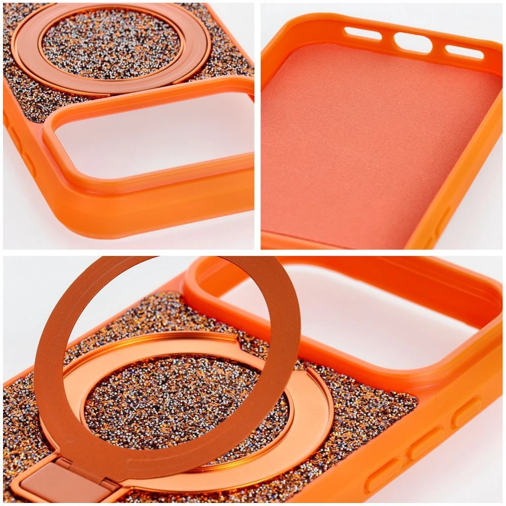 Dėklas Oem Case for iPhone 18 Pro / 17 Pro Quartz Circle Stand Mag Cover oranžinis