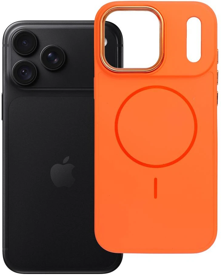 Oem dėklas iPhone 18 Pro Max / 17 Pro Max rėmelis Mag dangtelis, suderinamas su MagSafe, oranžinis