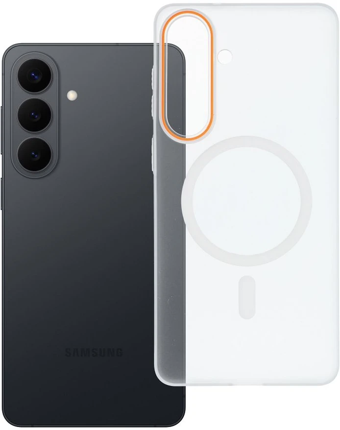 Oem GO Oranžinis MagSafe suderinamas dėklas, skirtas SAMSUNG S26 Edge, skaidrus
