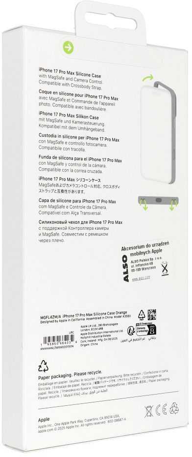 Apple iPhone 17 Pro Max Silicone Case with MagSafe – Orange - MGFL4ZM/A