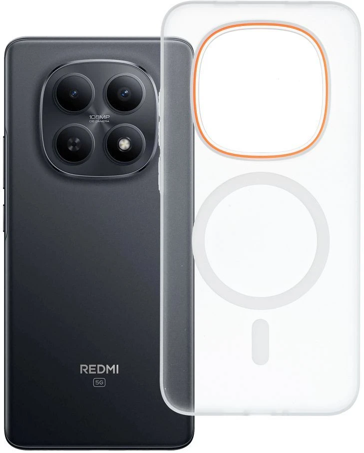 Oem „Xiaomi Redmi Note 15 PRO 5G Go Oranžinis“ dėklas, suderinamas su „MagSafe“, skaidrus