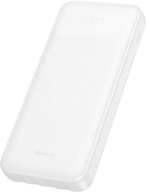 Nešiojamas įkroviklis Hoco 10000 mAh 2A su keturiais įmontuotais kabeliais USB A + USB C + Lightning + Micro USB J163 baltas