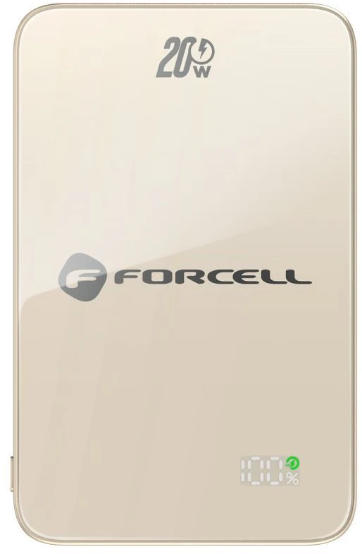 Powerbank compatible with MagSafe Forcell F-Energy SuperSlim F5K8 QC4.0 PD3.0 15W 5000 mAh titanium desert