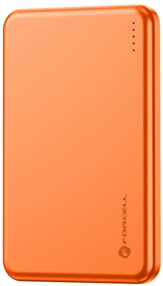 Powerbank compatible with MagSafe Forcell F-Energy Slim F5K9 QC4.0 PD3.0 15W 5000 mAh oranžinis