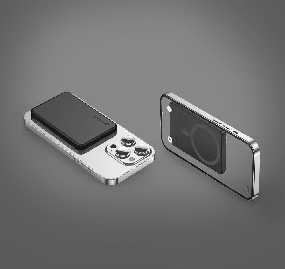 Powerbank compatible with MagSafe Forcell F-Energy Slim F5K9 QC4.0 PD3.0 15W 5000 mAh juodas
