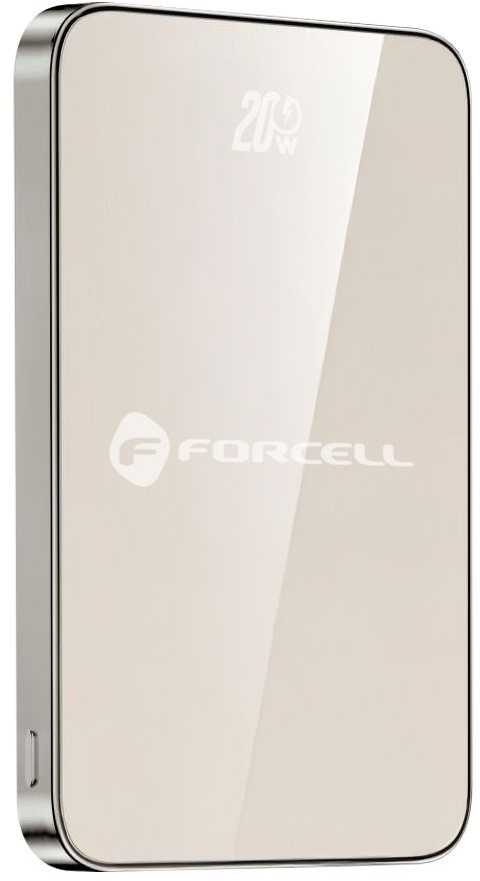 Powerbank compatible with MagSafe Forcell F-Energy SuperSlim F5K8 QC4.0 PD3.0 15W 5000 mAh titanium desert