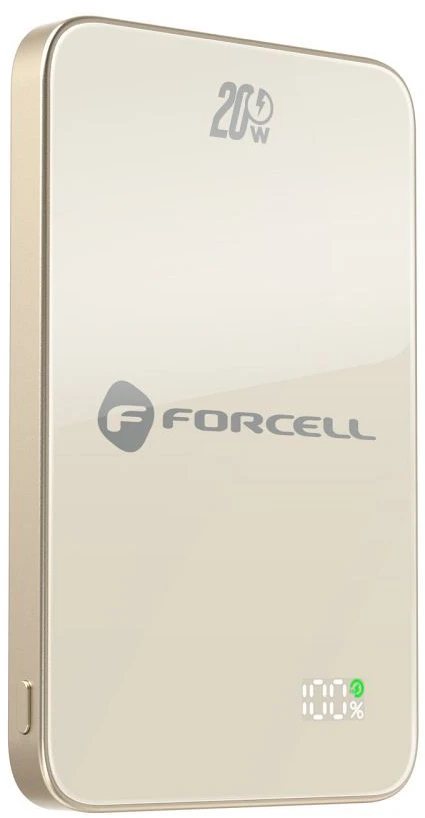Powerbank compatible with MagSafe Forcell F-Energy SuperSlim F5K8 QC4.0 PD3.0 15W 5000 mAh titanium desert