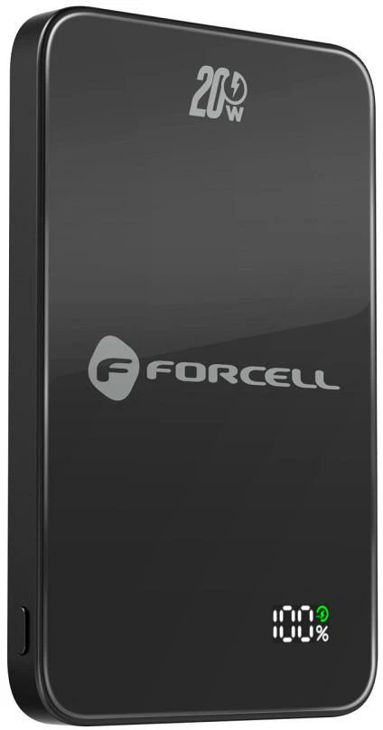 Powerbank compatible with MagSafe Forcell F-Energy SuperSlim F5K8 QC4.0 PD3.0 15W 5000 mAh juodas