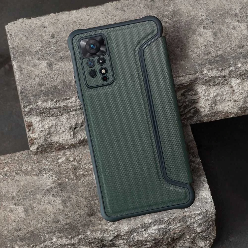 Dėklas Oem RAZOR Book skirtas Xiaomi Redmi Note 14 Pro 4G dark žalios spalvos
