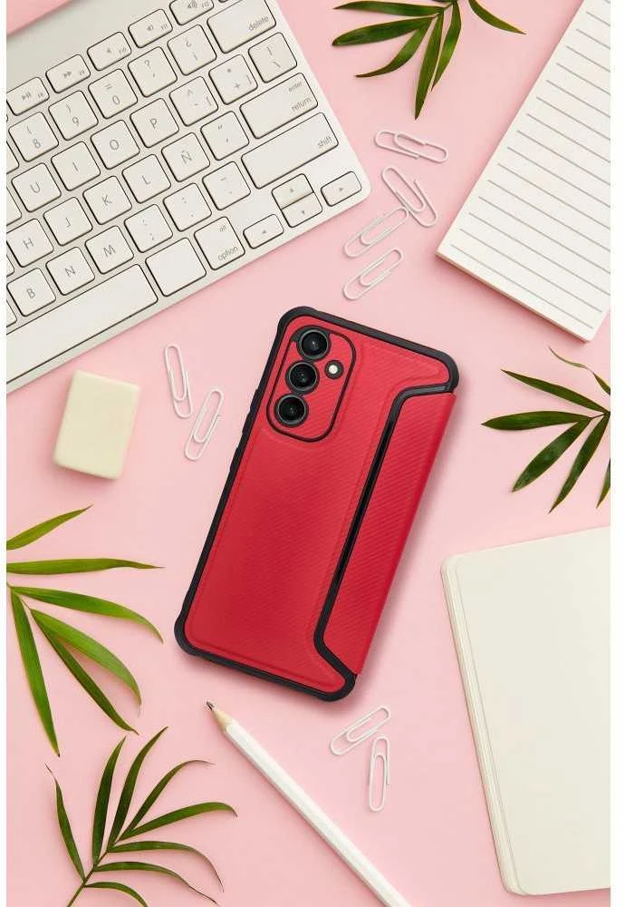 OEM RAZOR Book dėklas Xiaomi Redmi 14C raudonas
