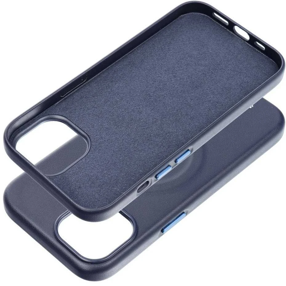 ROAR LEATHER MAG dėklas, suderinamas su „MagSafe“, skirtas IPHONE 15, tamsiai mėlynas