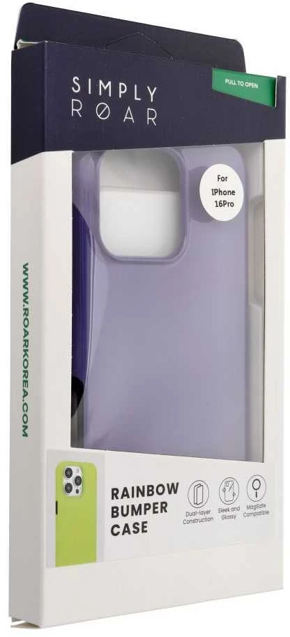 ROAR dėklas RAINBOW BUMPER suderinamas su MagSafe, skirtas IPHONE 16 Pro violetinė
