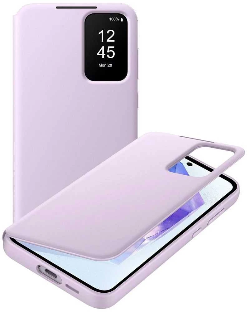 ZA556CVEGWW „Smart View“ piniginės dėklas, skirtas „Samsung Galaxy A55“, levandų spalvos (levandų spalvos)