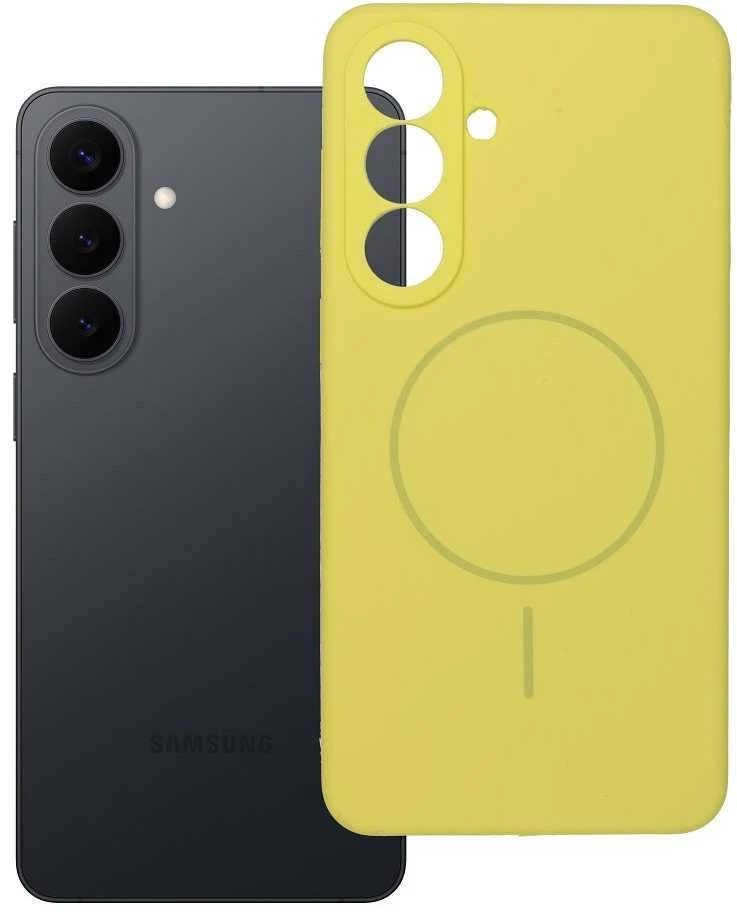 Oem Dėklas na Samsung S26 PLUS Silicone 2mm (camera protection) zgodne su MagSafe geltona