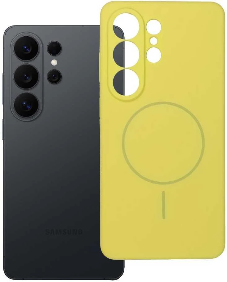 Oem Dėklas na Samsung S26 ULTRA Silicone 2mm (camera protection) zgodne su MagSafe geltona