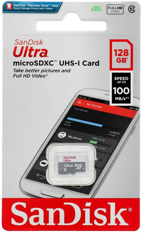 Atminties kortelė SanDisk Ultra Micro SDXC UHS-I Class 10, 128 GB, be adapterio