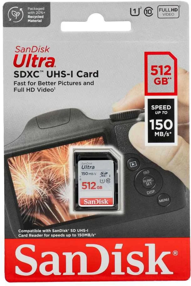 Sandisk Ultra 512GB SD kortelė pakuotėje