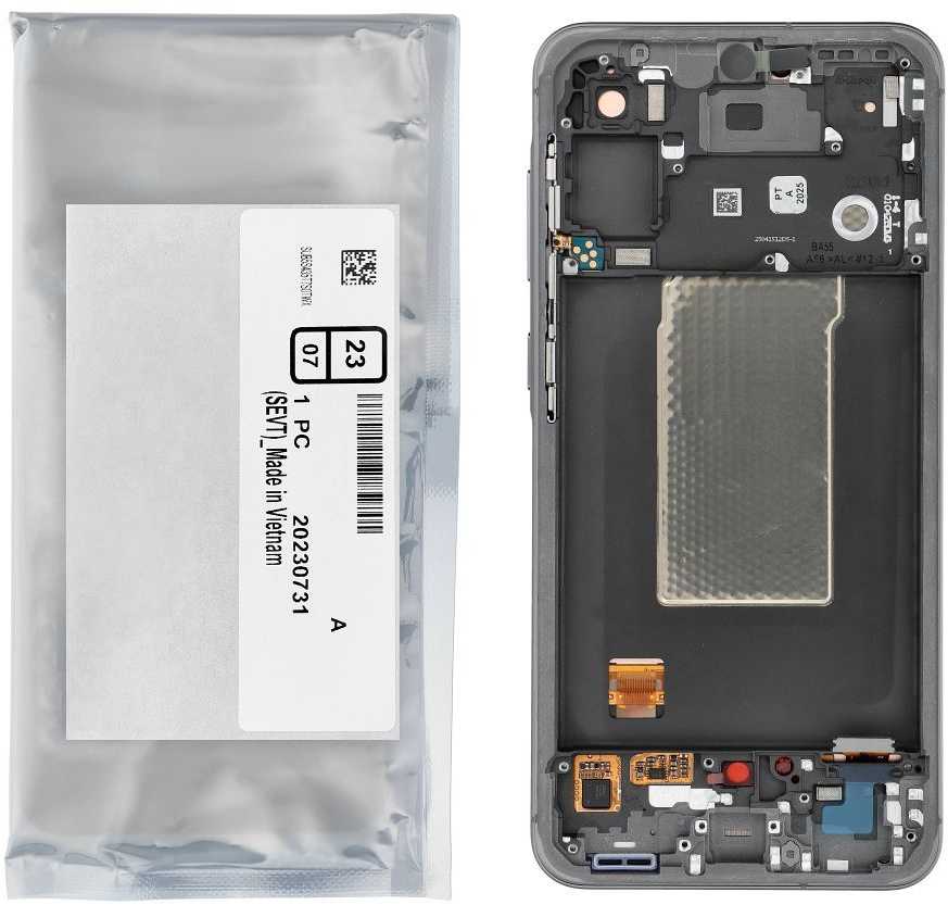 „ServicePack“ LCD ekranas, skirtas „SAMSUNG A56 5G A566B“ grafito spalvos GH82-36829A