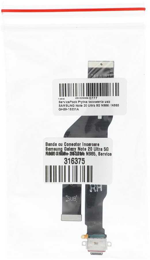 „ServicePack“ USB įkrovimo plokštė SAMSUNG Note 20 Ultra 5G N986 / N985 GH59-15301A