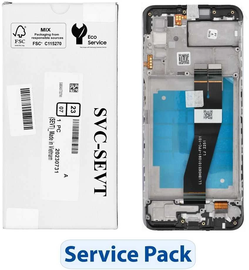Dėklas „ServicePack“ LCD ekranas SAMSUNG A03s A037G GH81-21233A