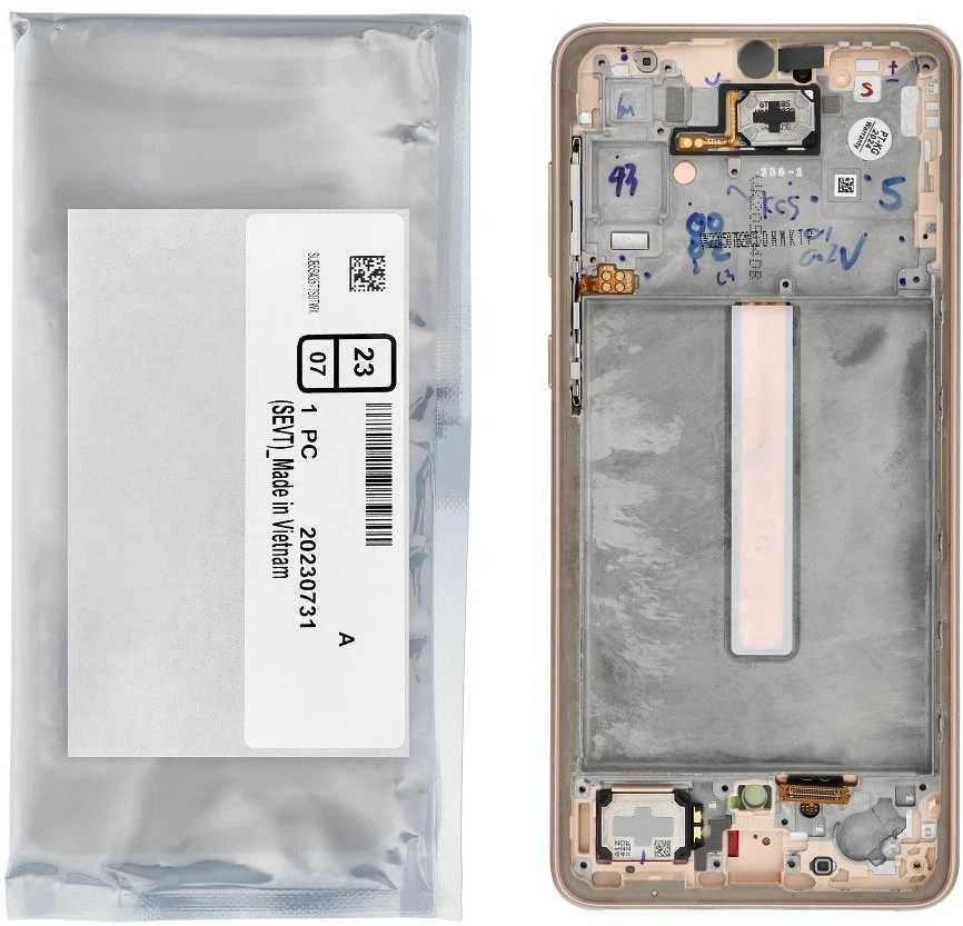 „ServicePack“ LCD ekranas SAMSUNG A33 5G A336B GH82-28143D auksinis