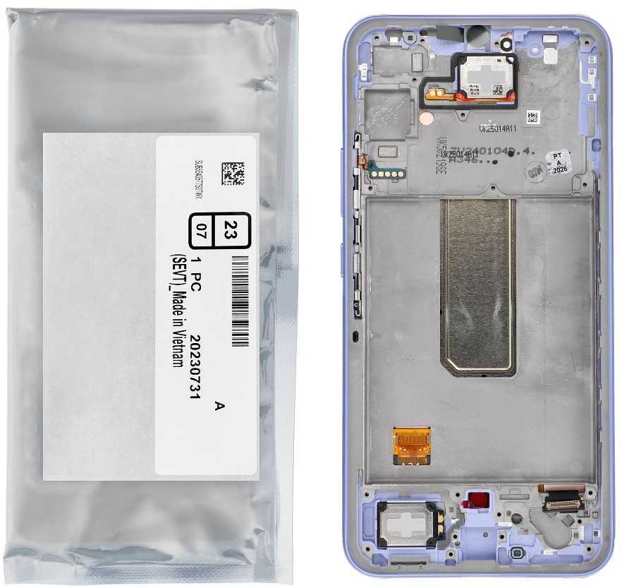 „ServicePack“ LCD ekranas SAMSUNG A34 5G A346B violetinis GH82-31200D
