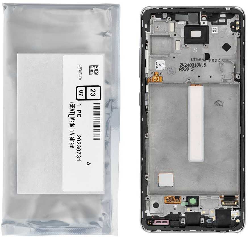Dėklas „ServicePack“ LCD ekranas SAMSUNG A52S 5G A528B GH82-26861D baltas
