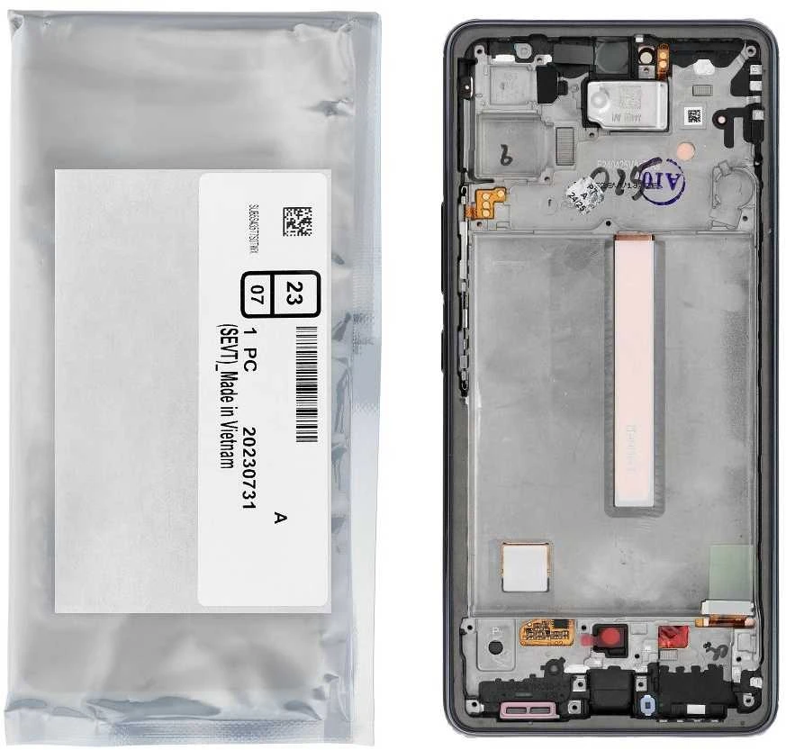 „ServicePack“ LCD ekranas SAMSUNG A53 5G A536B GH82-28024A juodas