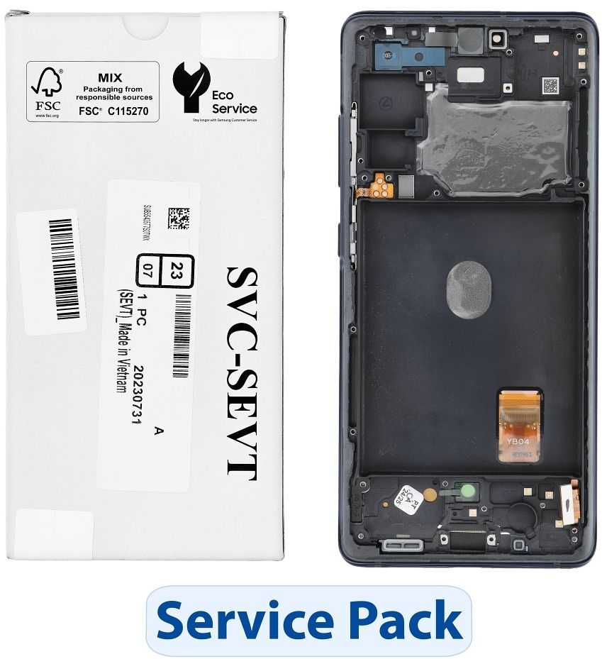 Mėlyna „ServicePack“ LCD ekranas SAMSUNG S20 FE 4G 5G GH82-24219A mėlynas