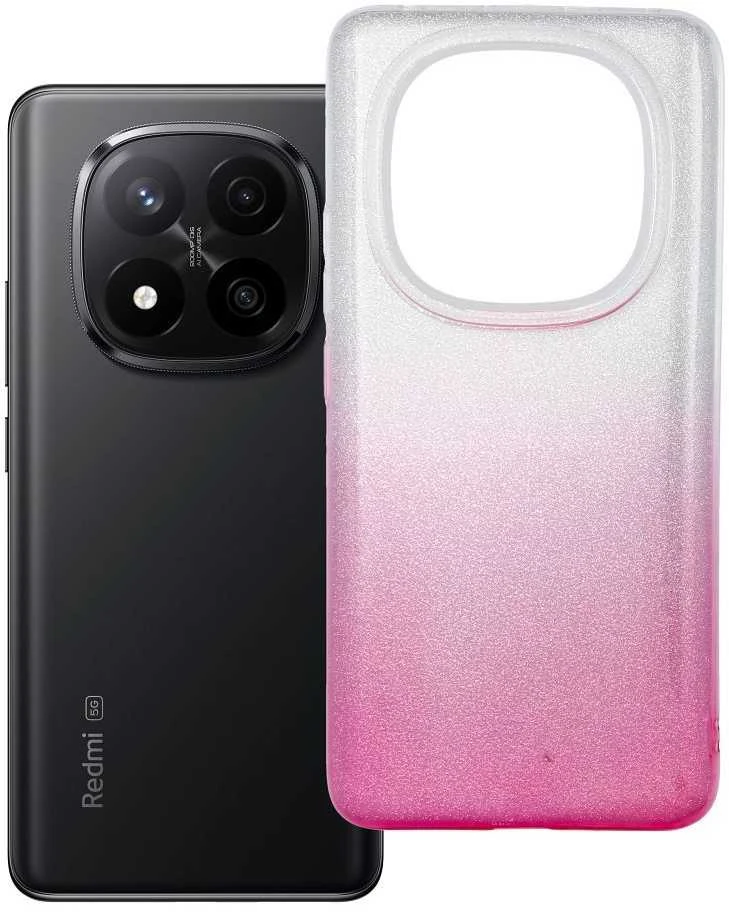 Oem SHINING Dėklas skirtas Xiaomi Redmi Note 14 Pro Plus 5G skaidrus rožinės spalvos