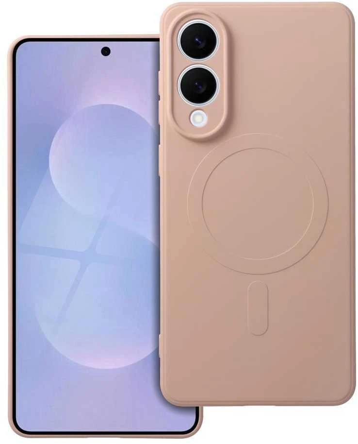 Oem Silikoninis MAG COVER dėklas suderinamas su MagSafe skirtas Samsung Galaxy S25 Edge rožinės spalvos