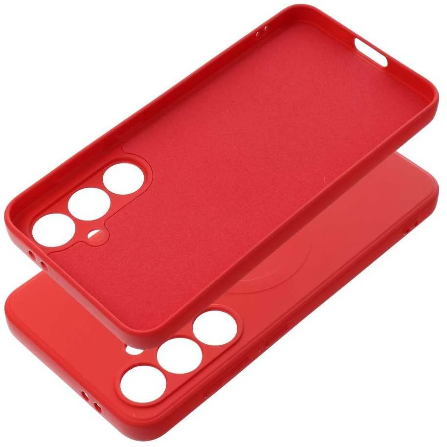 Oem SILICONE MAG COVER dėklas suderinamas su MagSafe skirtas Samsung Galaxy S24 FE red