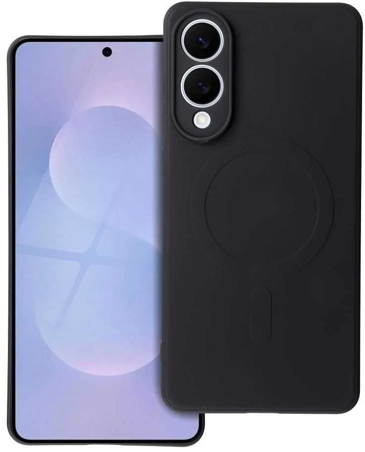 4Kom Oem Silikoninis MAG COVER dėklas suderinamas su MagSafe skirtas Samsung Galaxy S25 Edge juodos spalvos