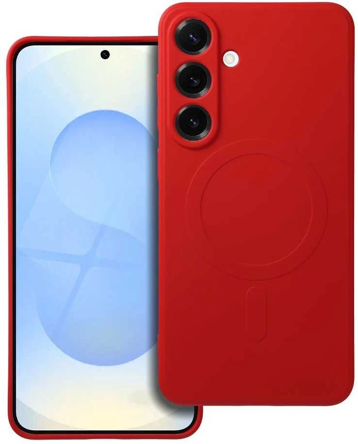 Oem SILICONE MAG COVER dėklas suderinamas su MagSafe skirtas Samsung Galaxy S25 Plus red