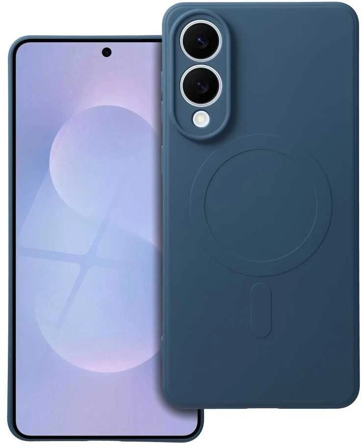 4Kom Oem Silikoninis MAG COVER dėklas suderinamas su MagSafe skirtas Samsung Galaxy S25 Edge mėlynas
