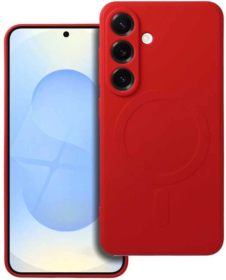 Oem SILICONE MAG COVER dėklas suderinamas su MagSafe skirtas Samsung Galaxy S25 red