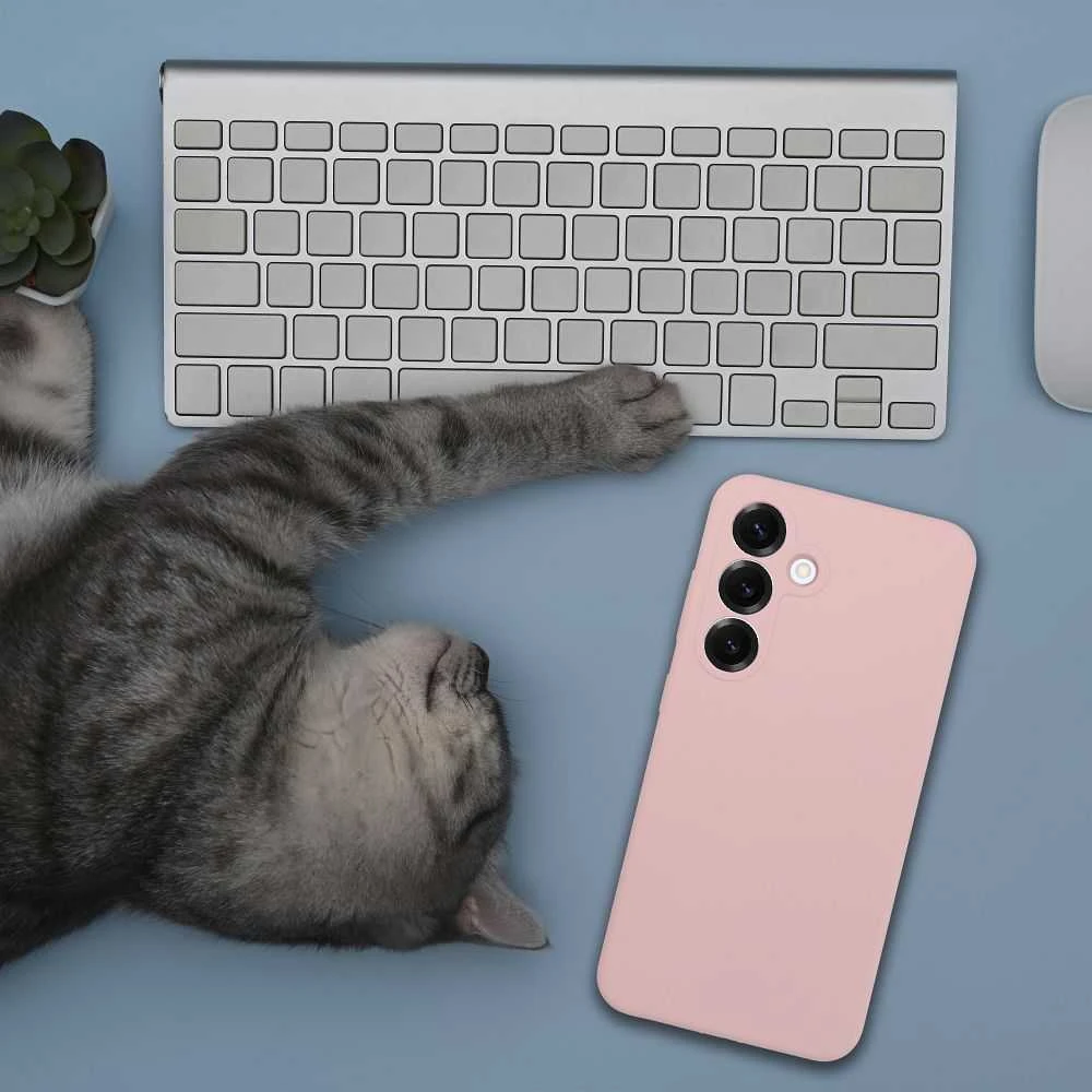 Oem Dėklas na Samsung A37 5G Silicone 2mm (apsauga nuo fotoaparato) pudra rožinė