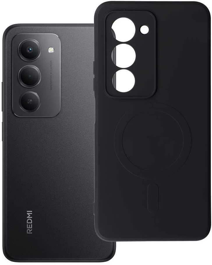 Oem SILIKONINIS MAG DĖKLAS, suderinamas su „MagSafe“, skirtas XIAOMI Redmi 15 4G / 5G (171,1 mm), juodas